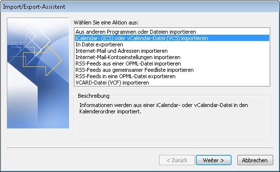 Microsoft Outlook 2010 - Kalender importieren