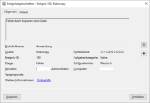 Windows: Mit Robocopy nur eine Datei kopieren, wenn Sie geändert wurde ...